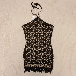 NWT Boohoo Black Crochet overlay minidress